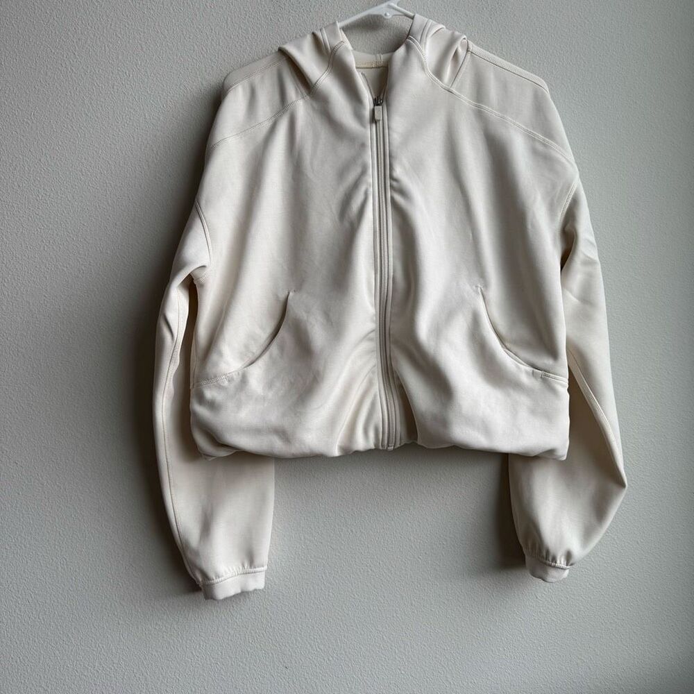 Lululemon Brushed Softstreme Hood Full Zip Up Size 8 Medium Ivory Bone